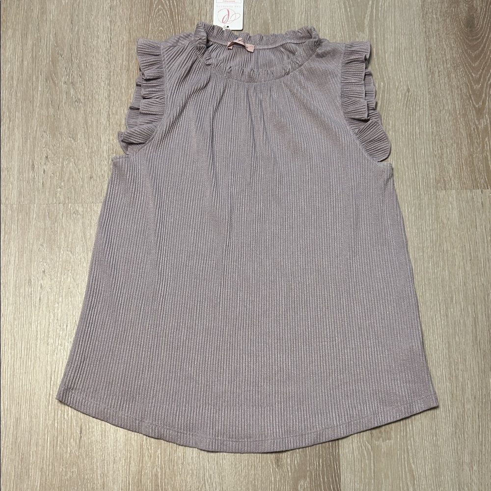 Ces Femme Purple Alexis Sleeveless Ruffle Neck Top sz Medium